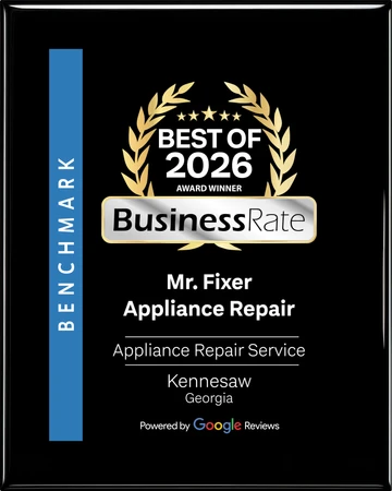 BusinessRate Best of 2026 award plaque for Mr. Fixer Appliance Repair, Kennesaw